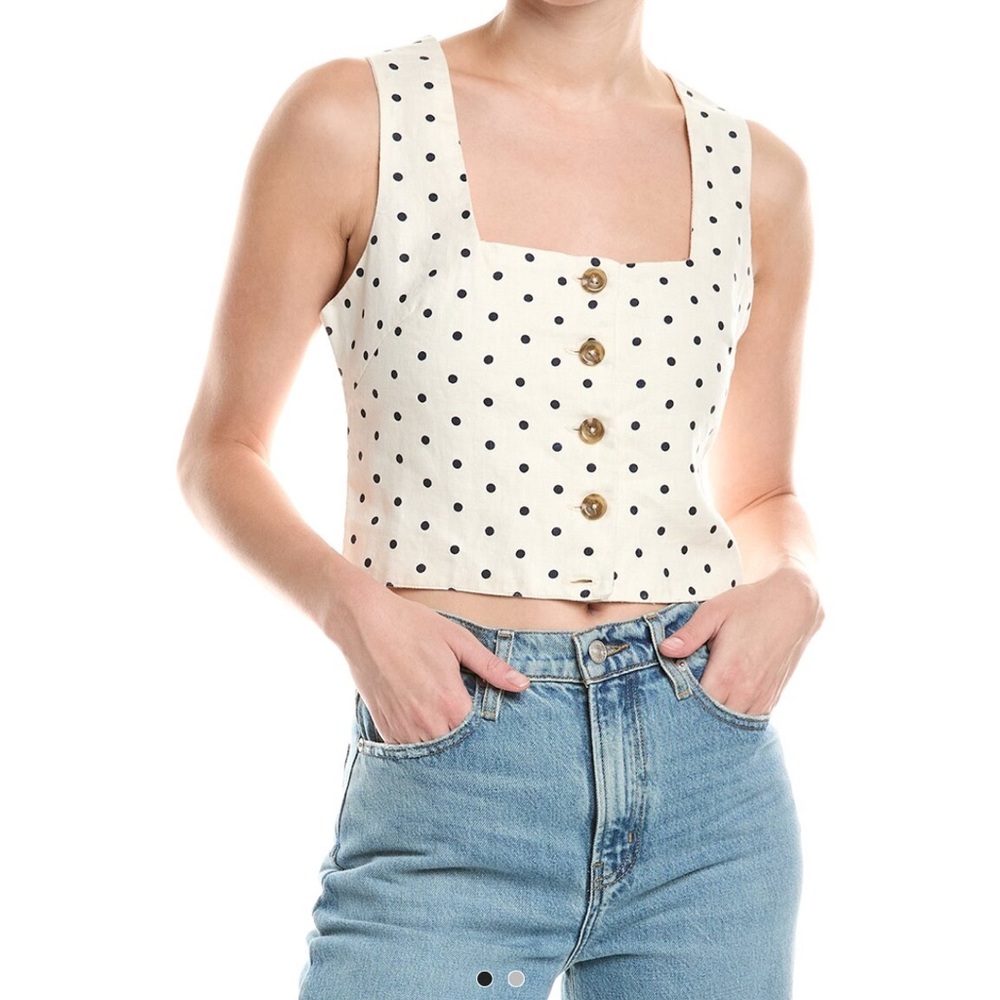 DL1961 Cream and Black Polka Dot Tank Top